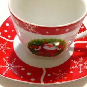 Christmas small mug and plate red and white